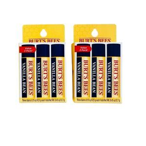 Burt's Bees Moisturizing Lip Balm Vanilla Bean 3ct Lot of 2 Packs (6T)